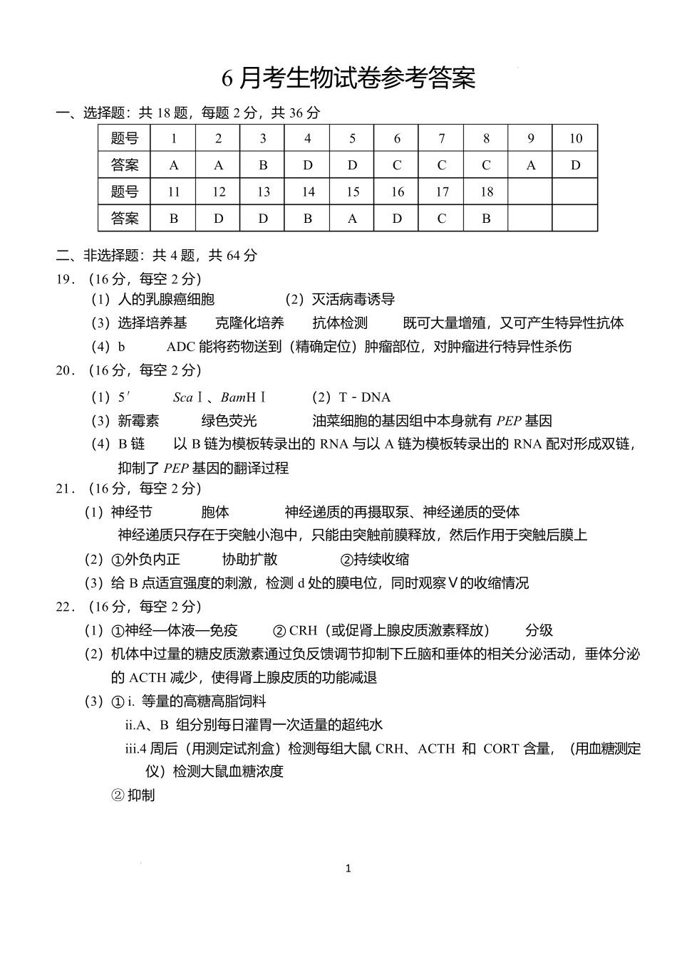 生物6月月考试卷参考答案【湖北卷】【高二】湖北省荆州市沙市中学2024-2025学年高二下学期6月月考（6.12-6.13）.docx_第1页
