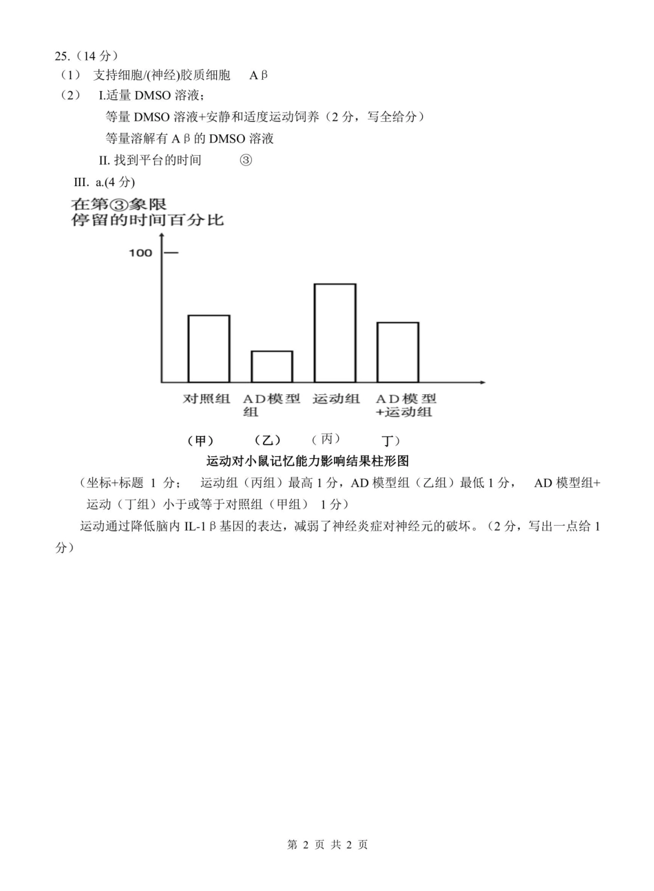 生物试题卷答案【浙江卷】【高二】浙江省2024学年第二学期温州市环大罗山联盟2024-2025高二下期末联考（6.23-6.25）.pdf_第2页