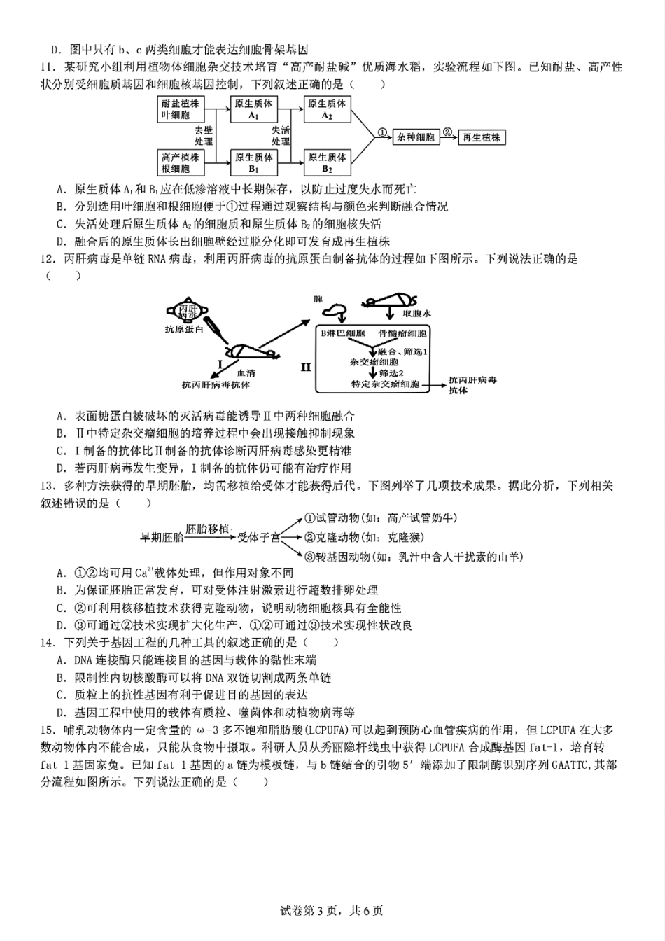 四川省成都市第七中学2024-2025学年高二下学期2026届零诊模拟考试生物试题.pdf_第3页