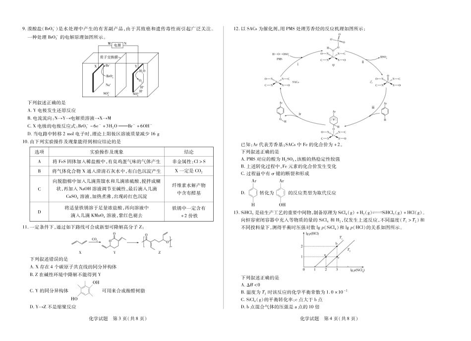 天一大联考河南省2024-2025学年（下）高二年级期末考试化学高二下期末试卷.pdf_第2页