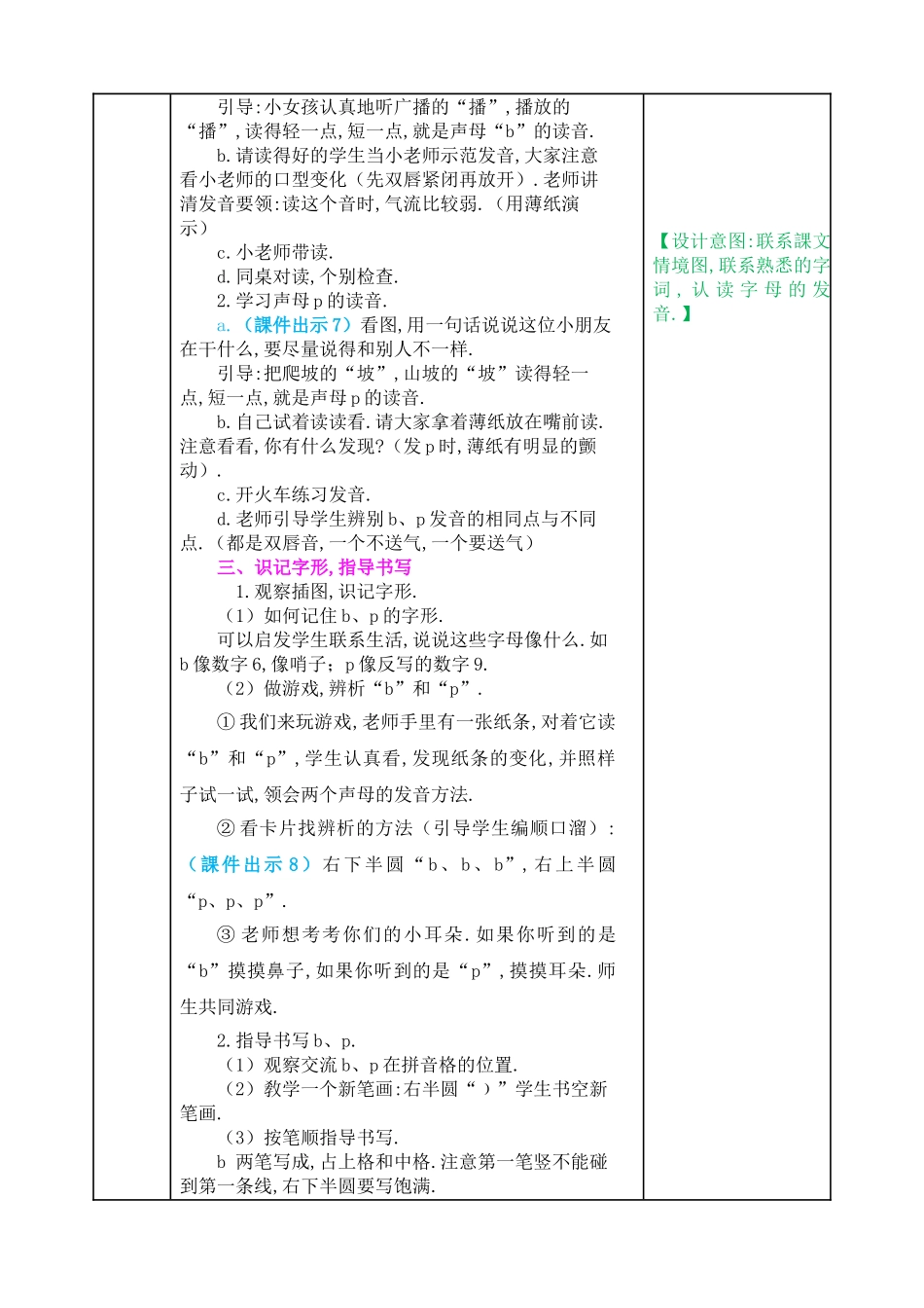 人教版部编版小学语文一年级上册bpmf教学设计教案11.doc_第2页