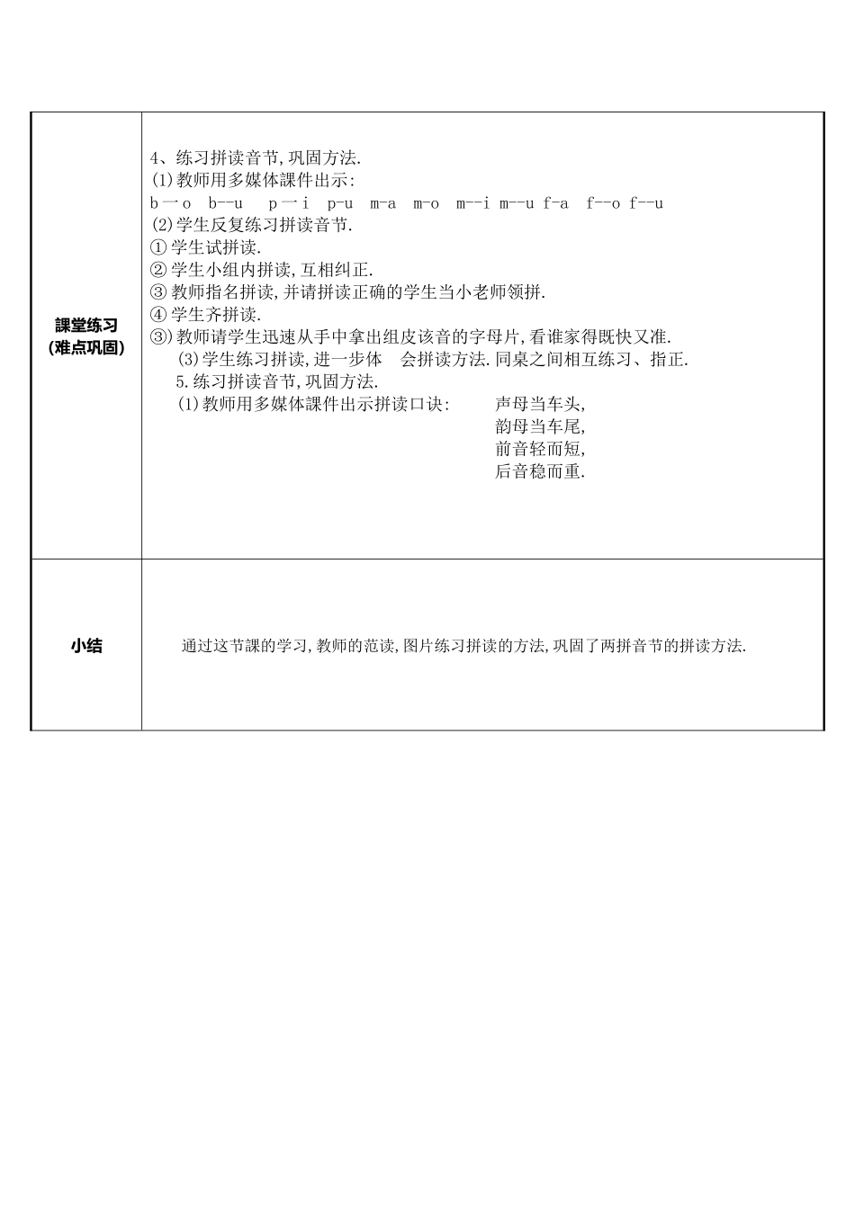人教版部编版小学语文一年级上册两拼音节的读法教学设计教案.docx_第2页