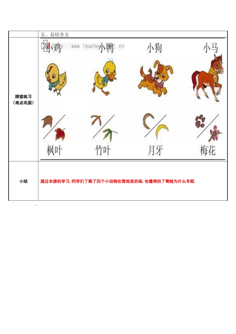 人教版部编版小学语文一年级上册雪地里的小画家教学设计教案2111.docx_第2页