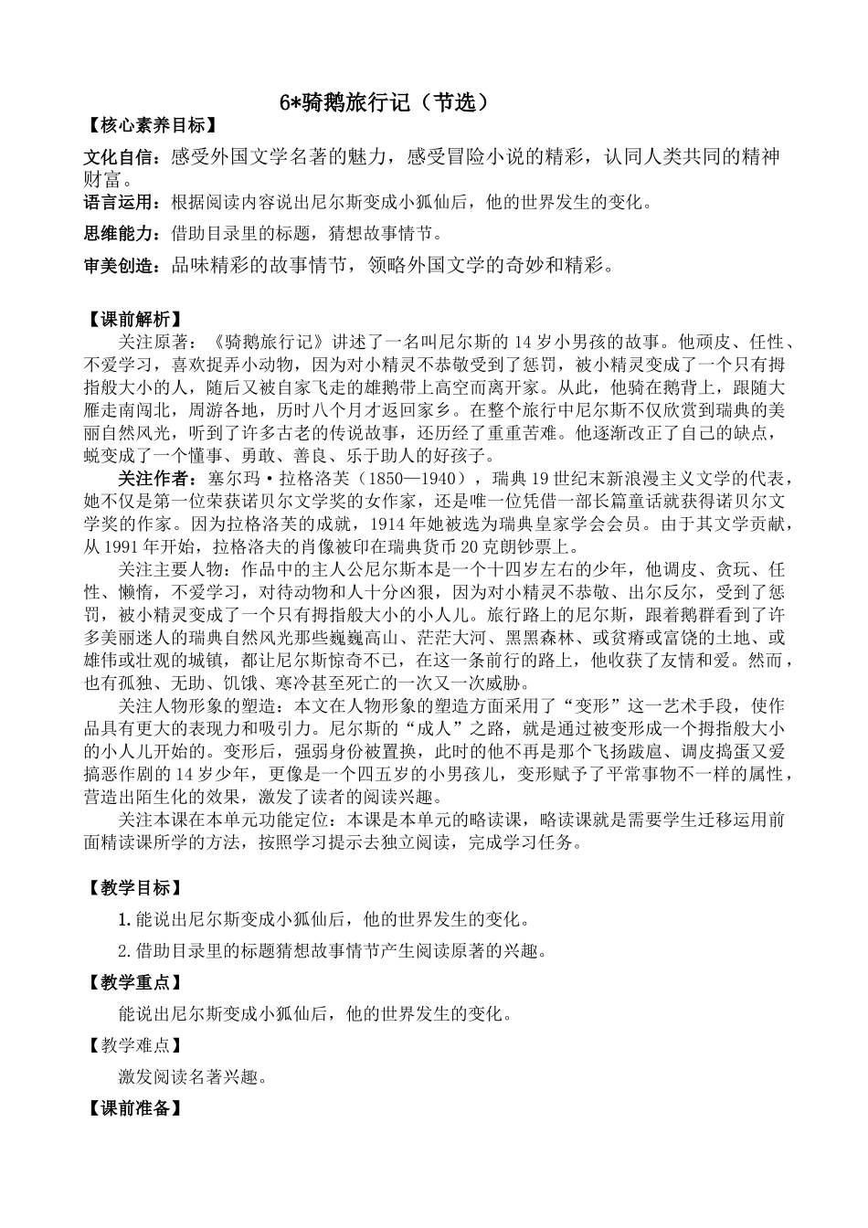 人教部编版小学语文骑鹅旅行记节选教学教案多篇.doc_第3页