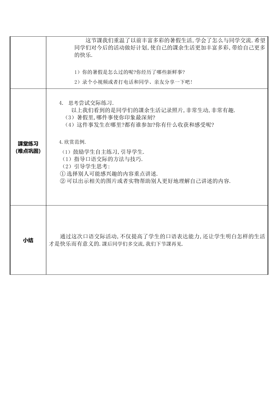 三年级上册语文部编版-语文第一单元口语交际：我的暑假生活-教案教学设计.doc_第2页