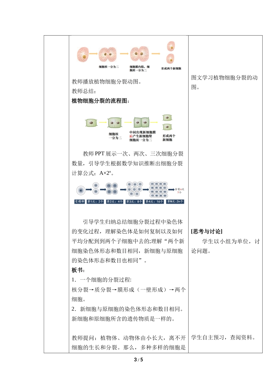 生物人教版2024版七年级上册1.3.1细胞通过分裂产生新细胞教学教案03.docx_第3页