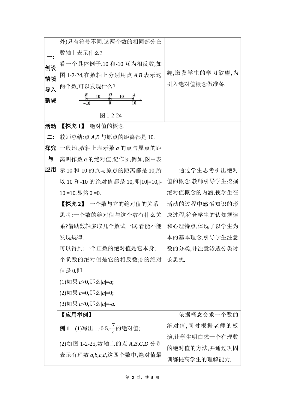 数学人教版2024版七年级初一上册1.2.4绝对值教案02.docx_第2页