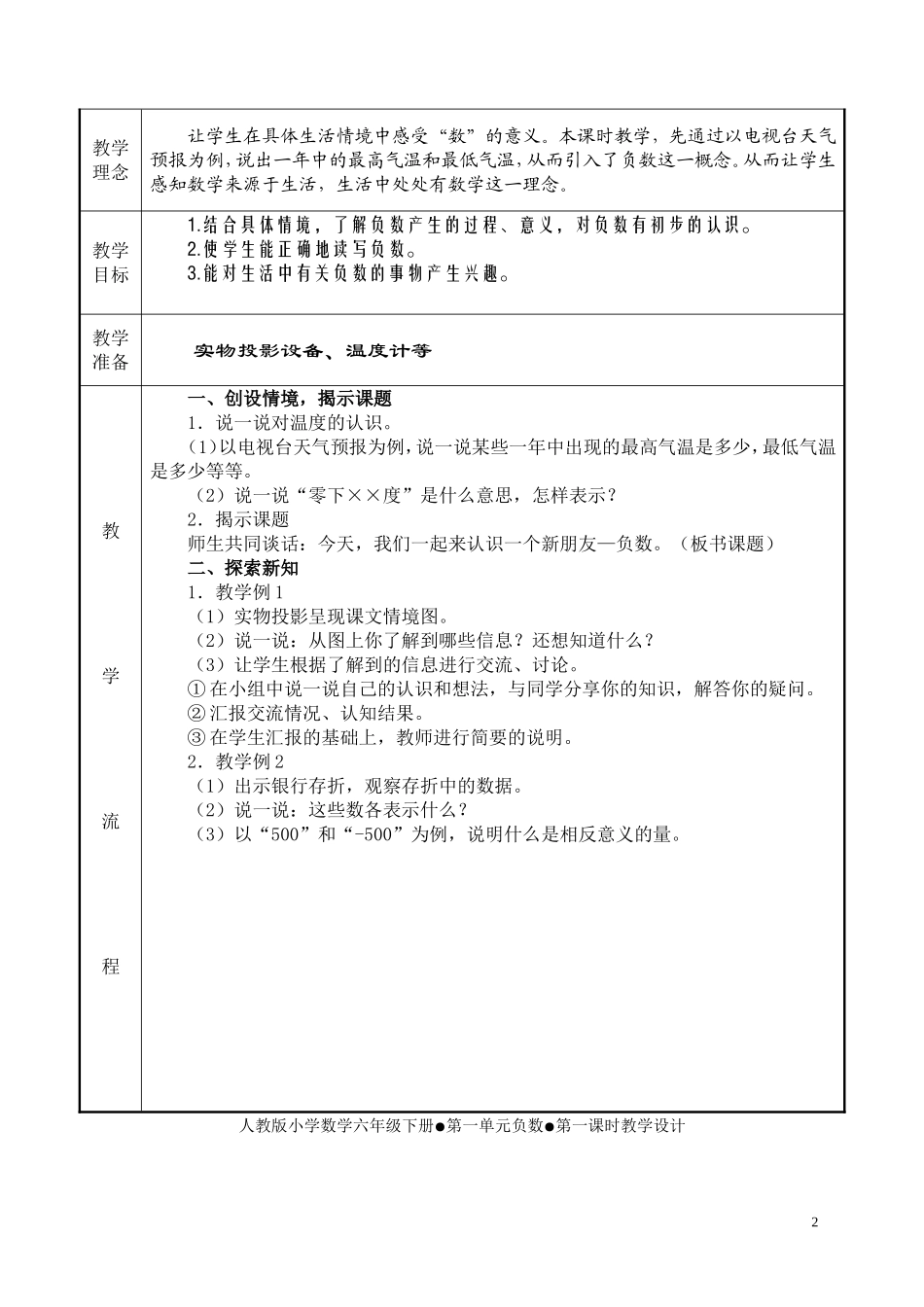 新人教版《小学数学六年级下册》全册教案117页.doc_第2页