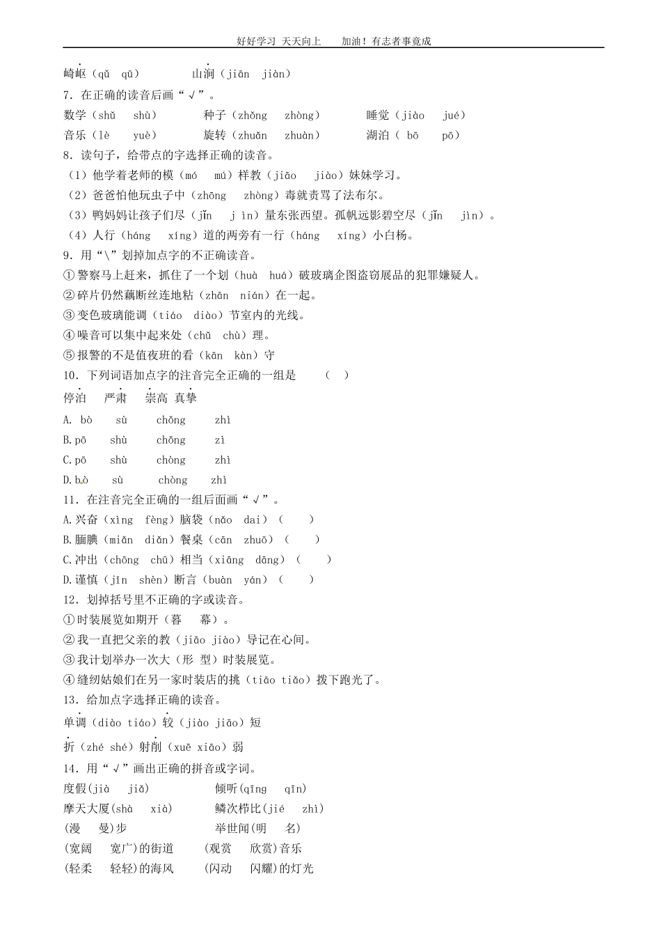 小升初语文专项训练：音节基础题有答案word版，16页.docx_第2页
