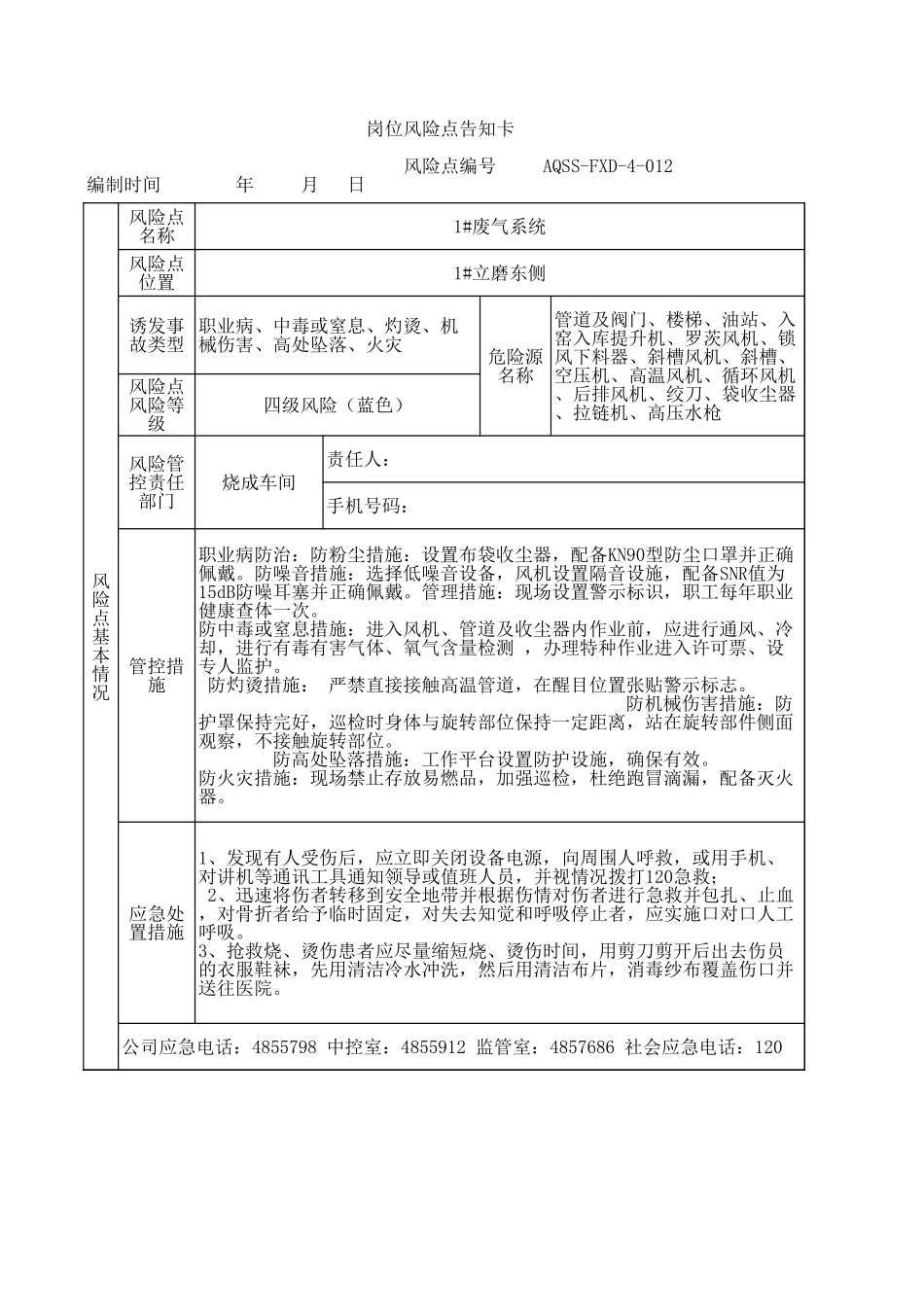 4-12  1#废气系统岗位风险告知卡.xls_第1页