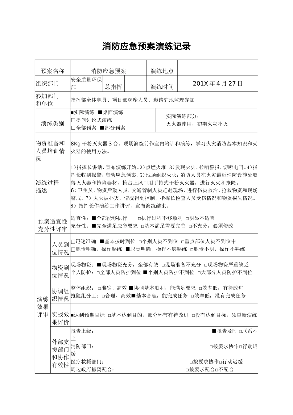 应急演练记录、方案、总结.doc_第1页