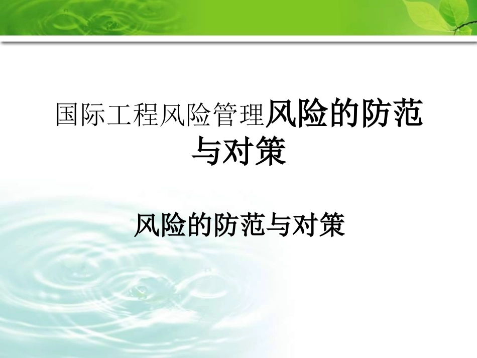 国际工程风险管理风险的防范与对策.ppt_第1页
