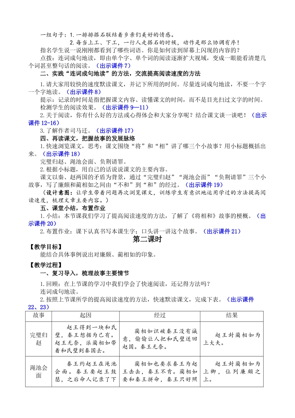 人教部编版小学语文将相和教学教案多篇.doc_第2页