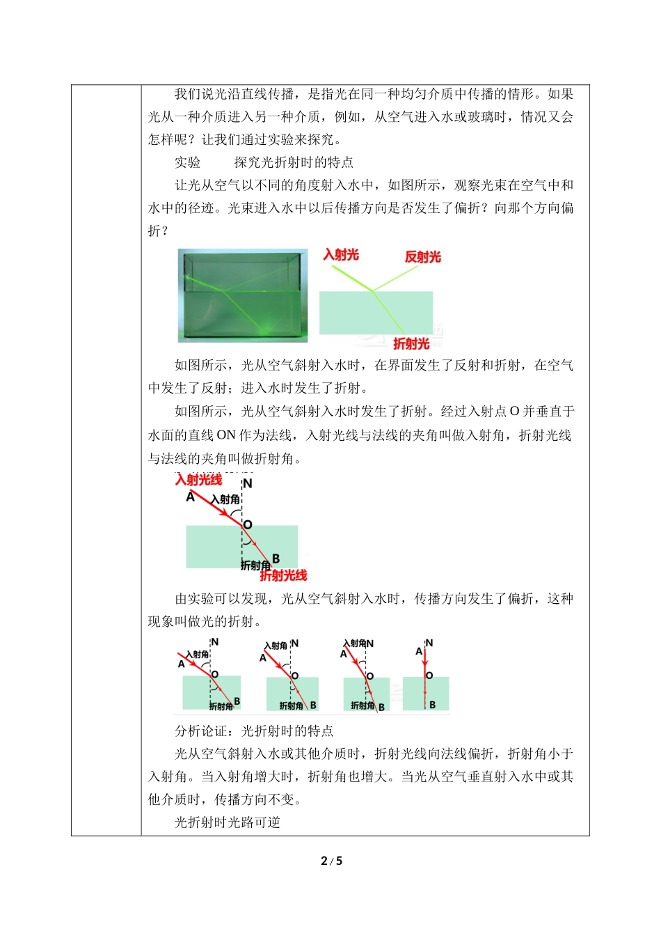 物理人教版2024版八年级上册4.4光的折射教学教案01.docx_第2页