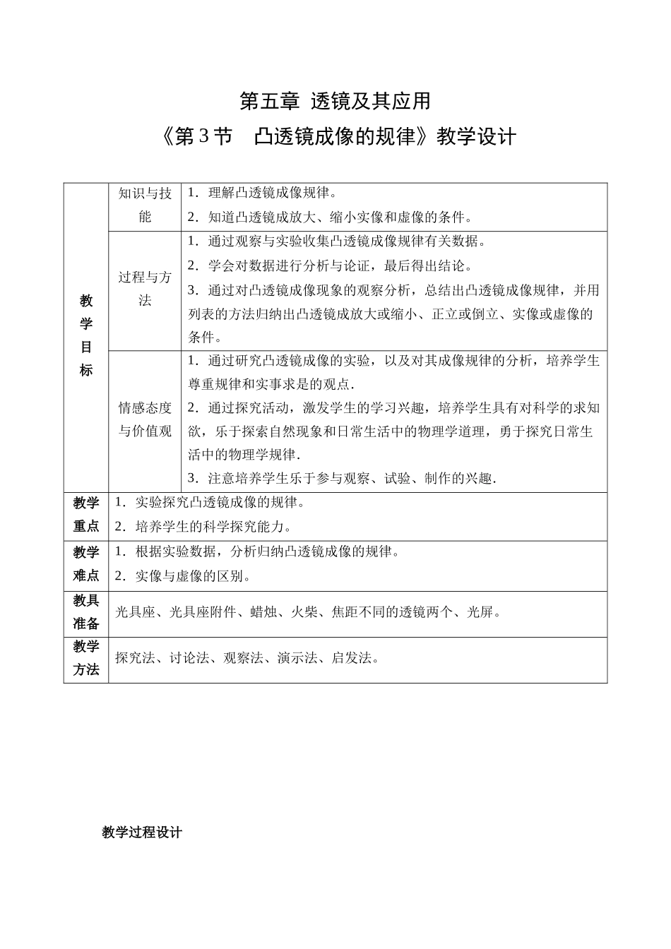 物理人教版（24新版本八年级初二上册凸透镜成像的规律教学教案含答案.docx_第1页