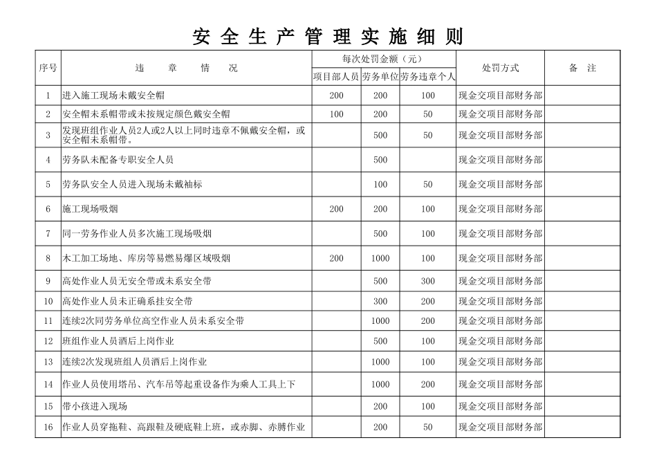 施工现场安全管理处罚实施细则.xlsx_第1页