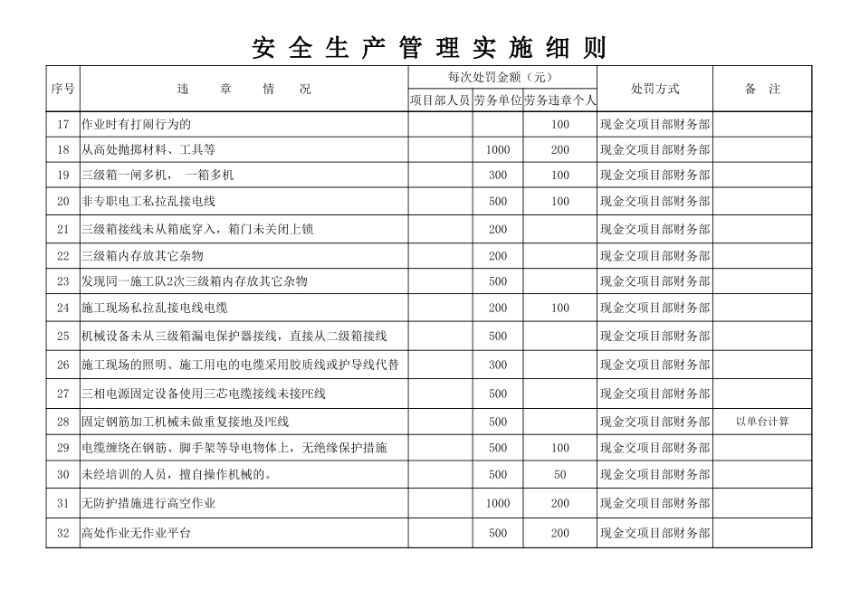 施工现场安全管理处罚实施细则.xlsx_第2页