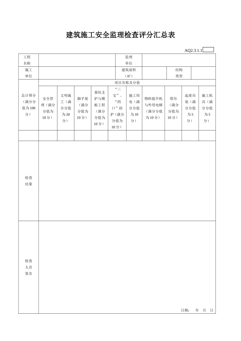 安全监理检查评分表.doc_第1页