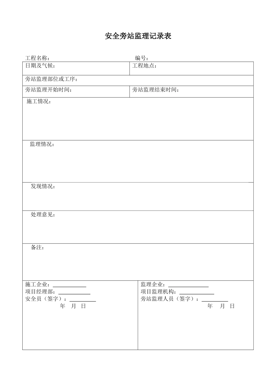 安全旁站监理记录表.doc_第1页