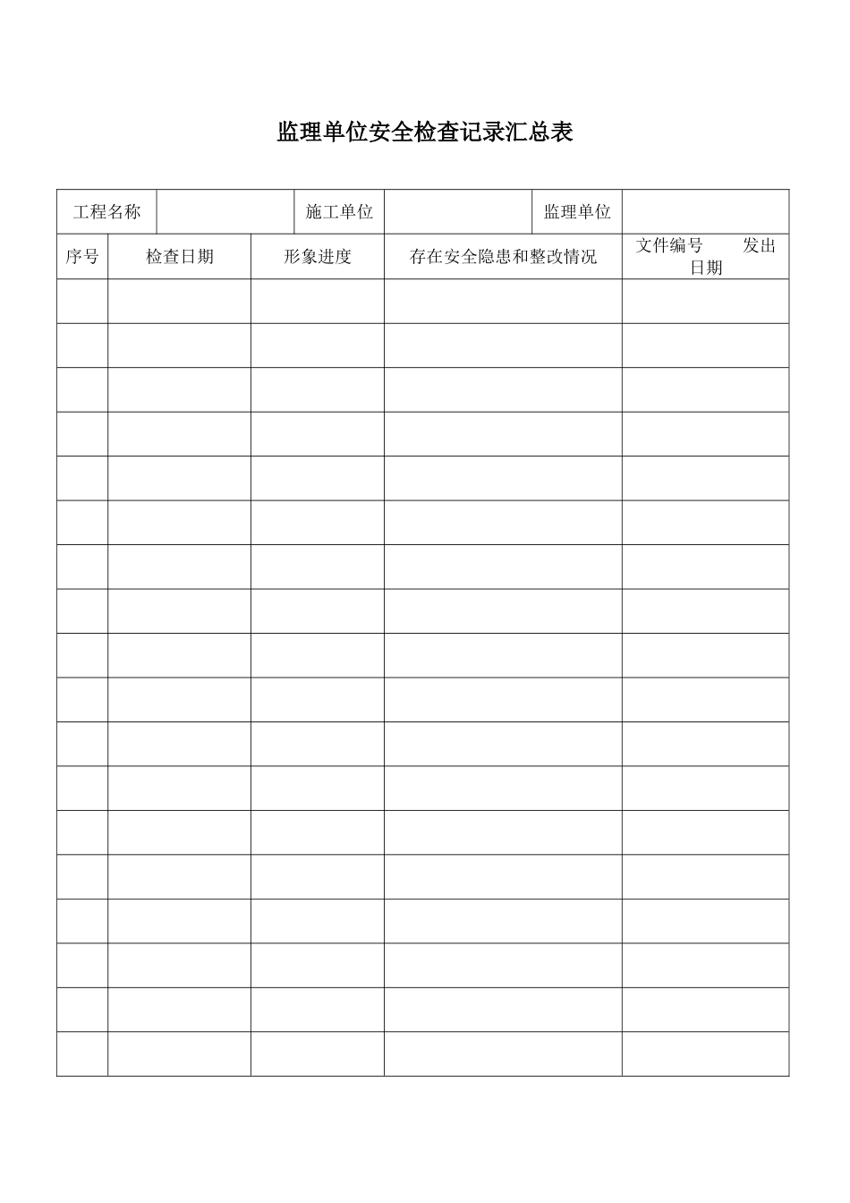 监理单位安全检查记录汇总表.doc_第1页