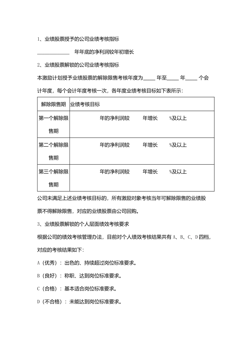 业绩股票激励计划考核管理实施办法.docx_第3页