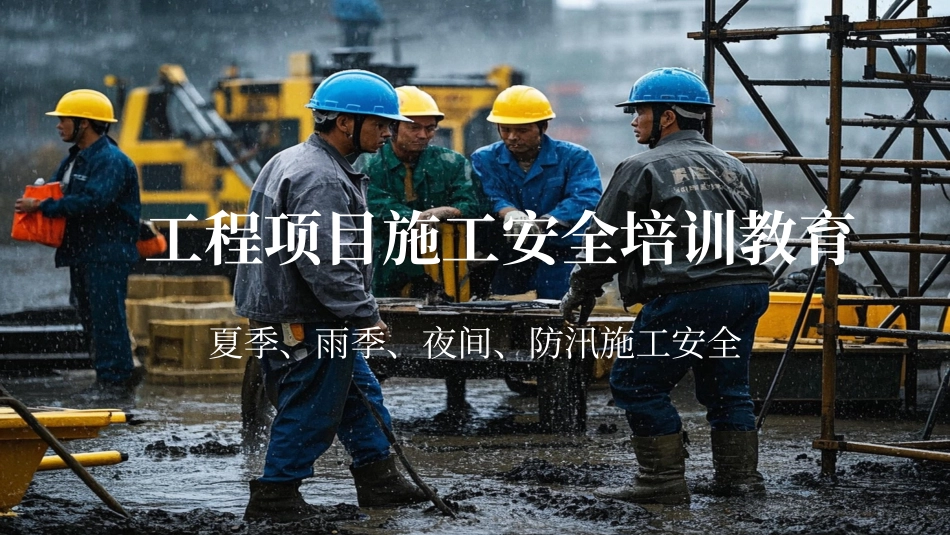 2025夏季雨季、防汛、夜间施工安全教育培训.pptx_第1页