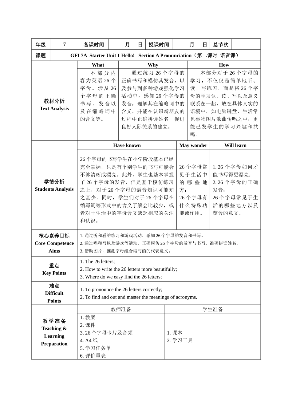 英语人教版2024版七年级初一上册StarterUnit1SectionAPronunciat.docx_第1页