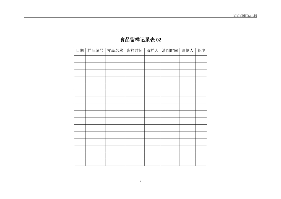 幼儿园常用表格-食堂食品食物留样记录表表附-日常工作管理及绩效考核细则.doc_第2页