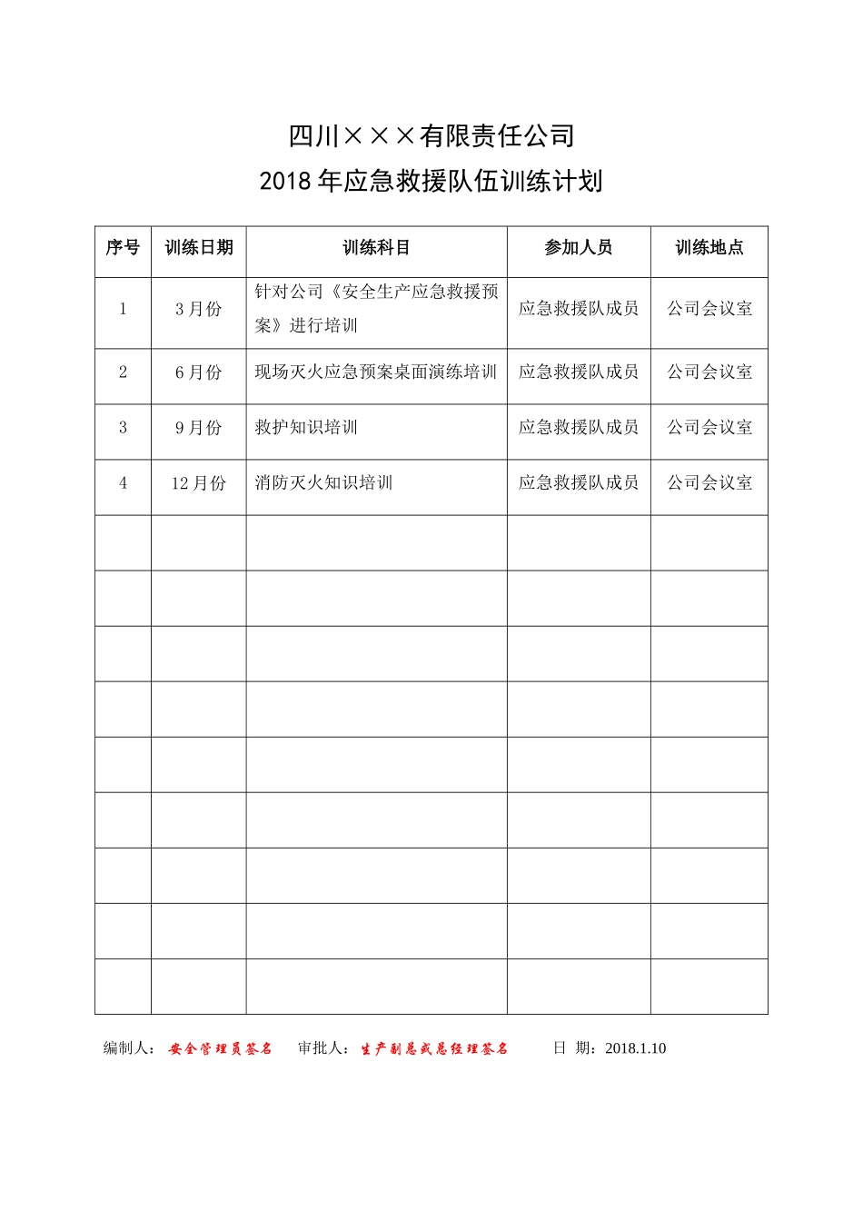 应急救援队伍训练计划.doc_第1页