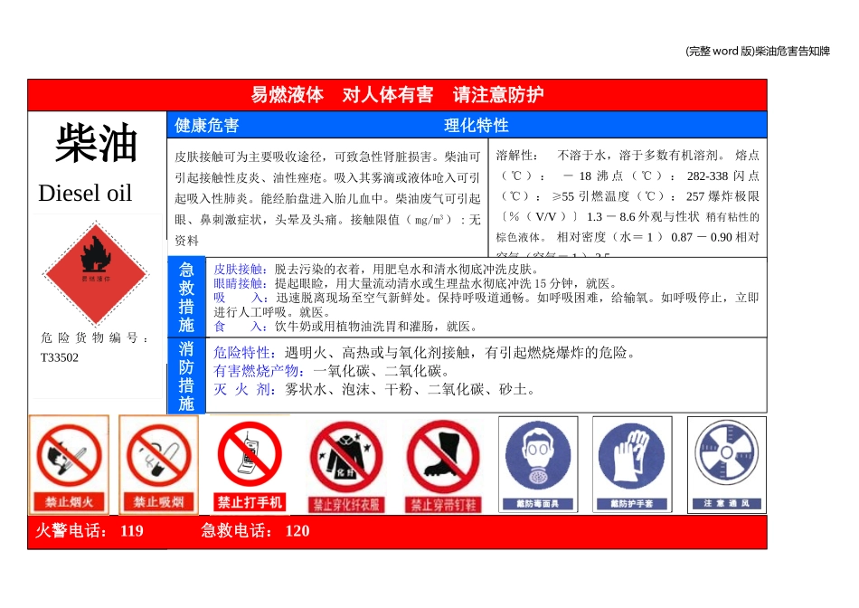 (完整word版)柴油危害告知牌.doc_第1页