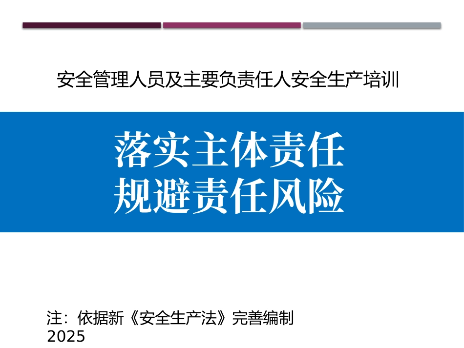 2025版安全管理人员及主要负责人安全生产培训.pptx_第1页