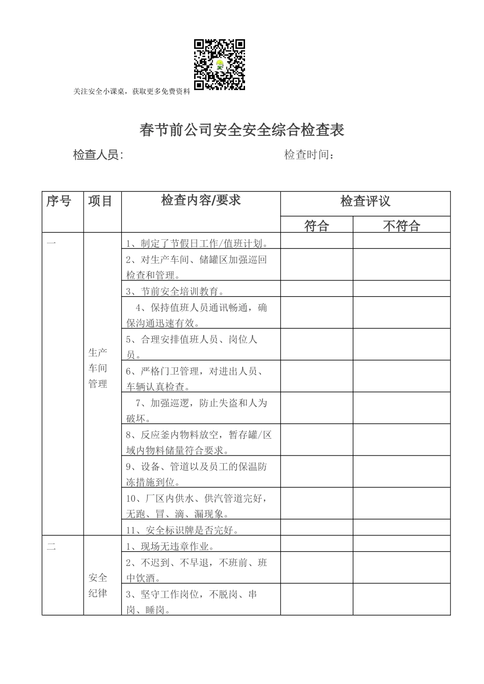 节前安全检查表.docx_第1页
