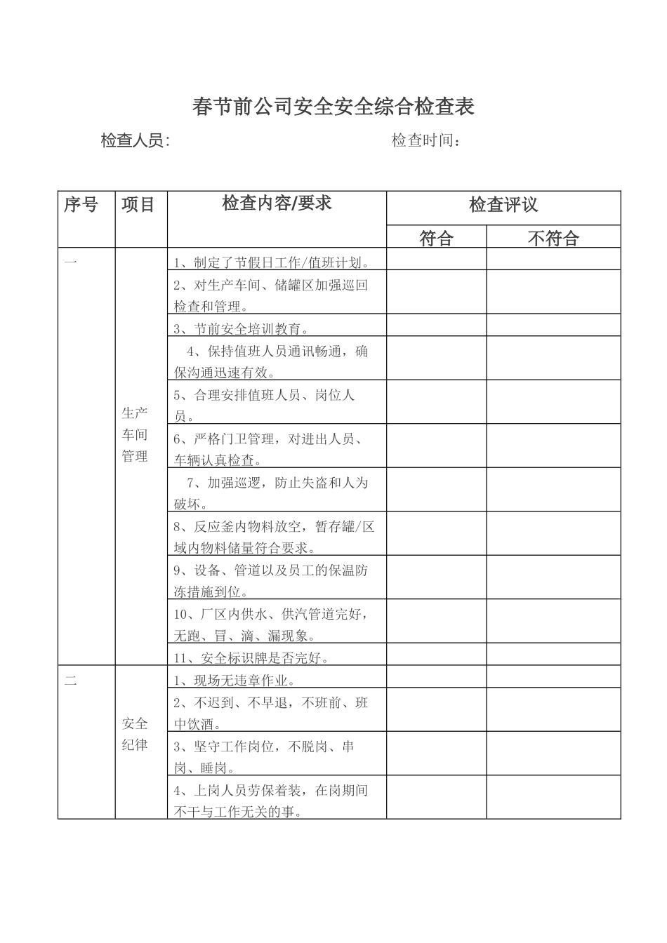 节前安全检查表.docx_第1页