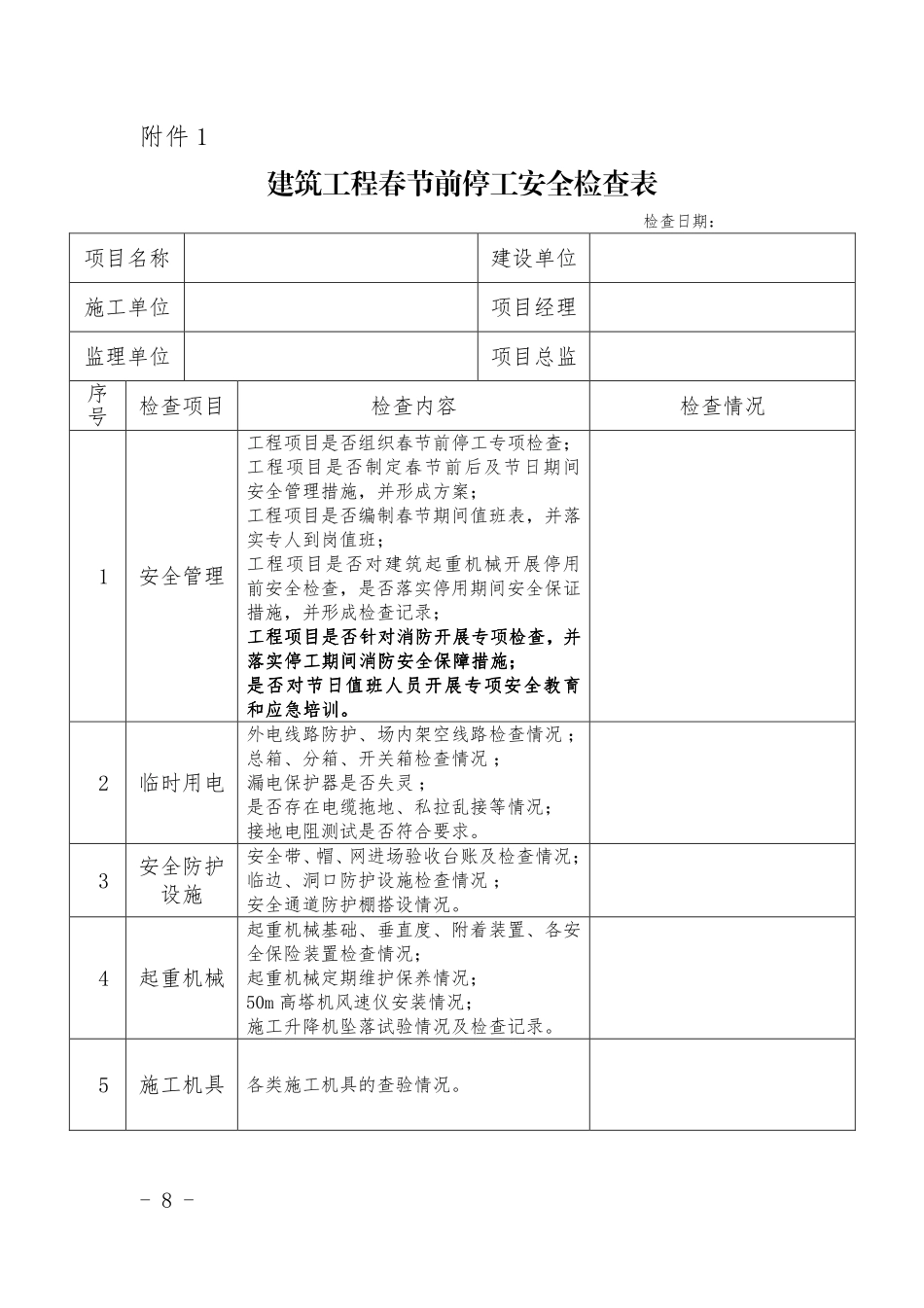 建筑工程春节前停工安全检查表.pdf_第1页