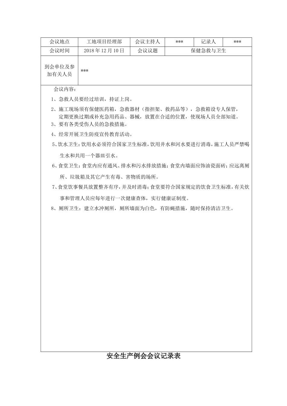 安全生产例会会议记录表.doc_第2页