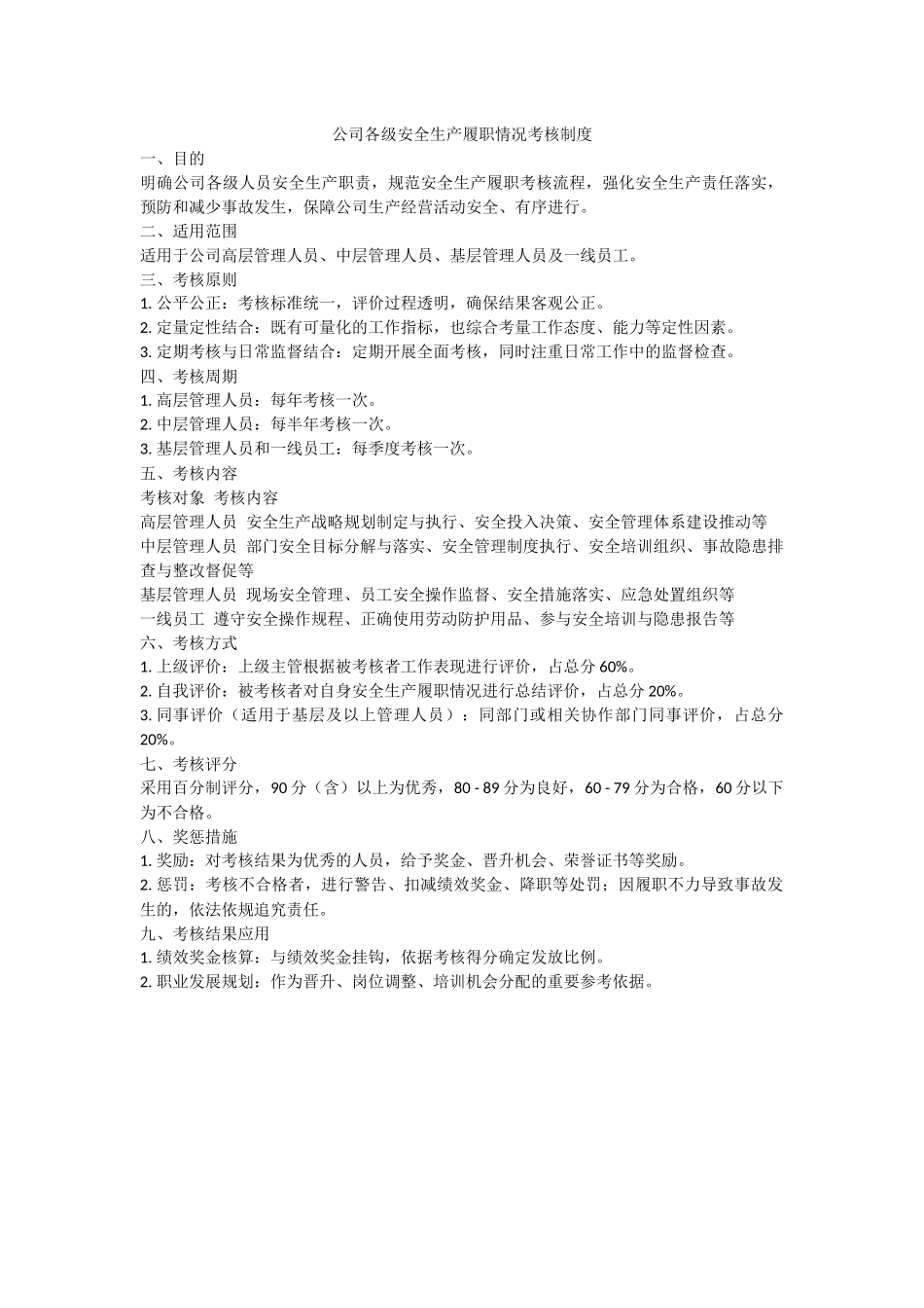 公司各级安全生产履职情况考核制度.docx_第1页
