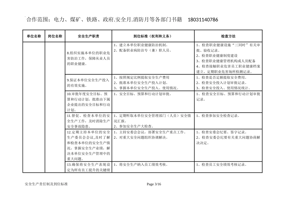 安全生产责任制及到位标准.docx_第3页