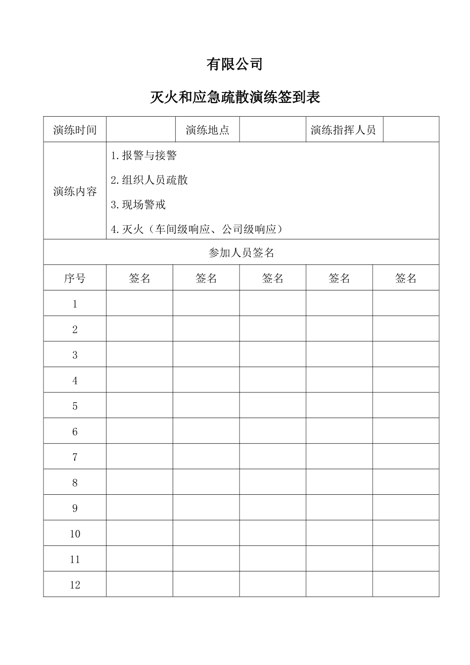 应急演练和培训签到表.docx_第1页