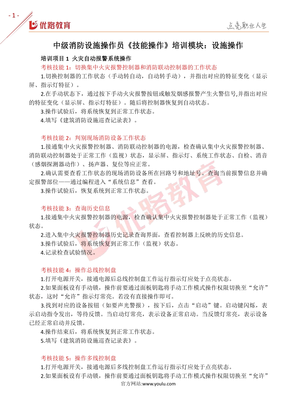 中级消防设施操作员《技能操作》培训模块：设施操作.pdf_第1页