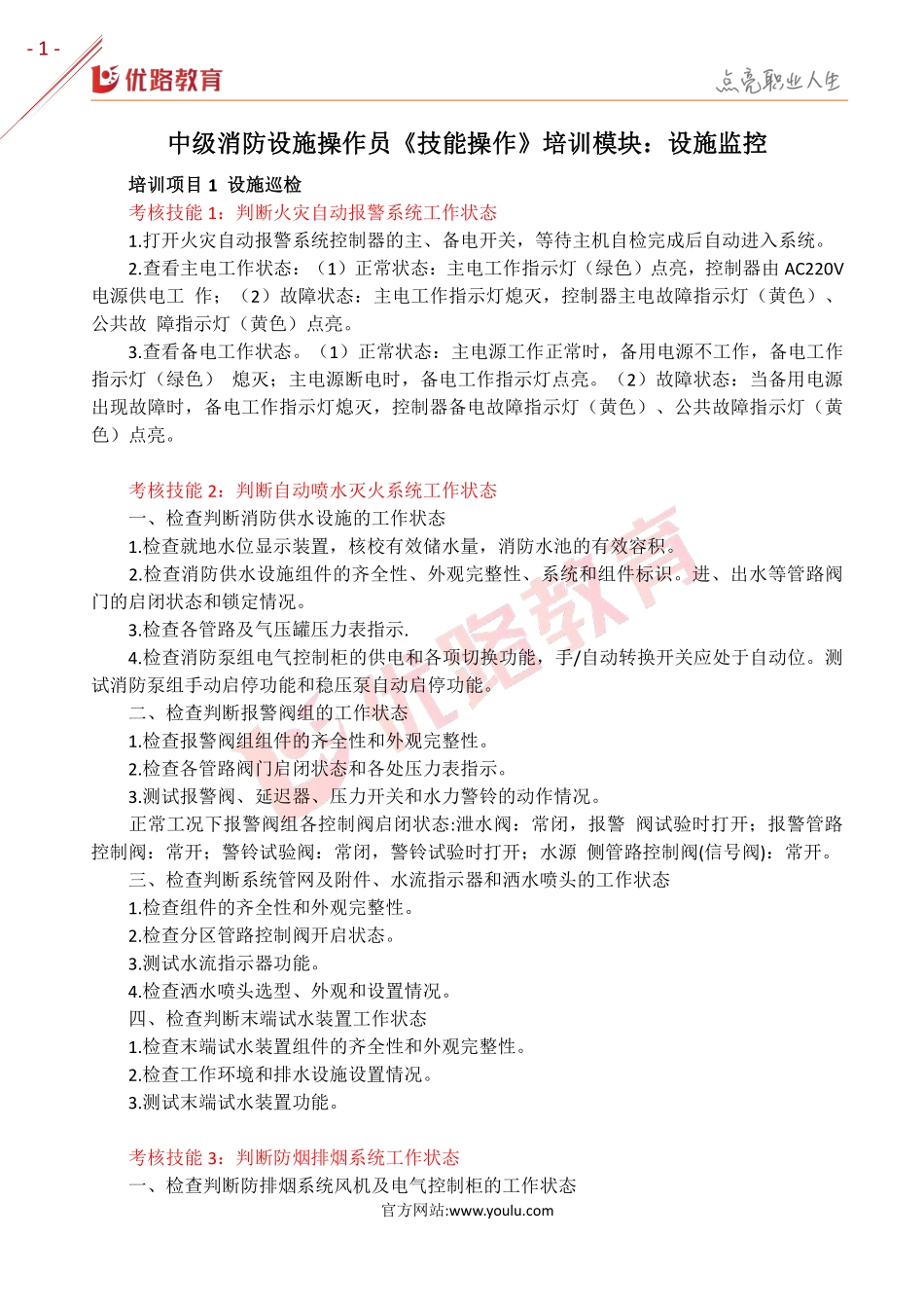 中级消防设施操作员《技能操作》培训模块：设施监控.pdf_第1页