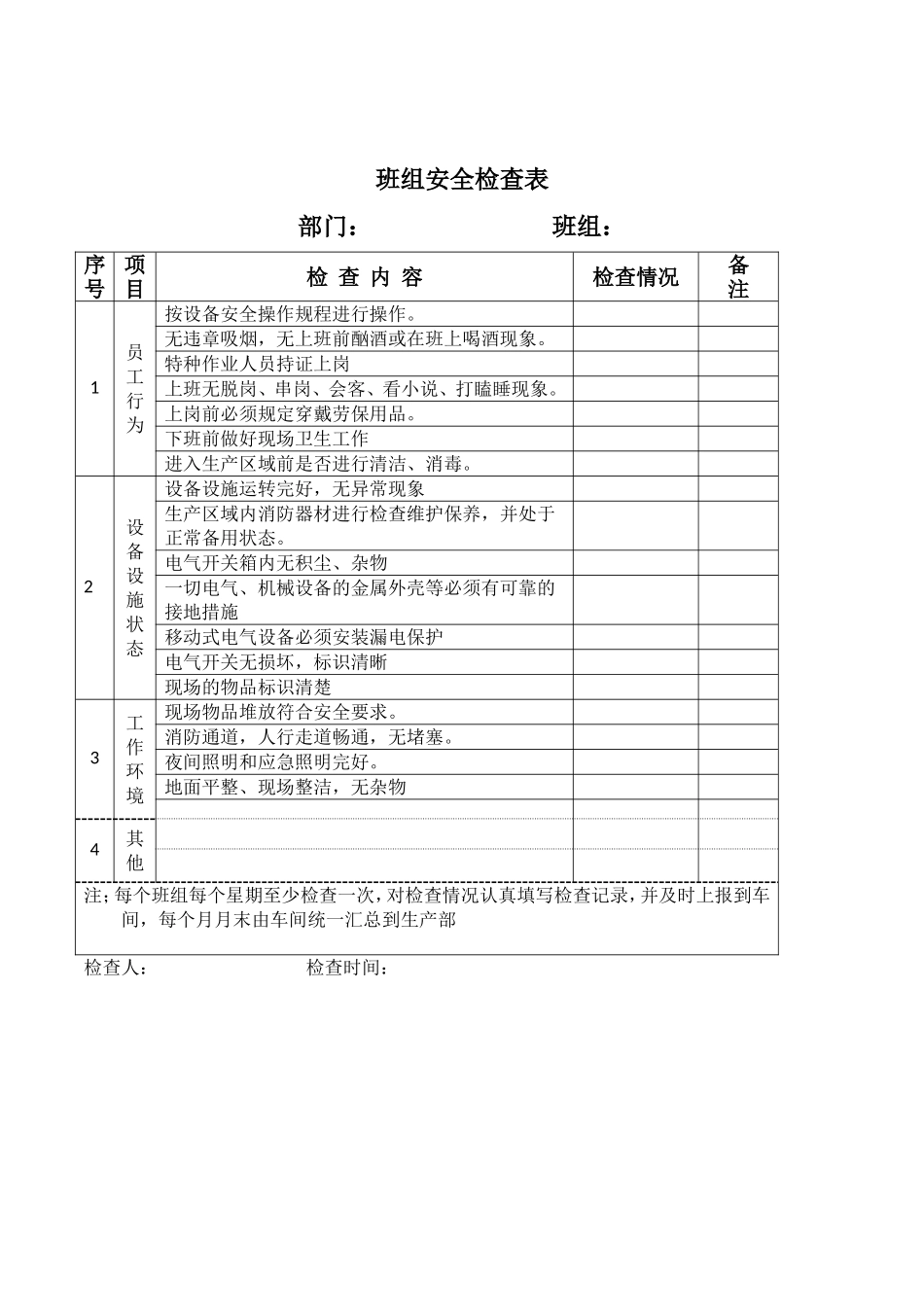 【检查表】班组安全检查表.doc_第1页