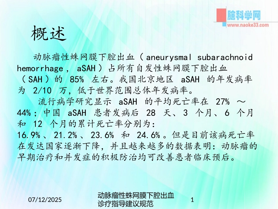动脉瘤性蛛网膜下腔出血诊疗指导建议规范课件.pptx_第1页