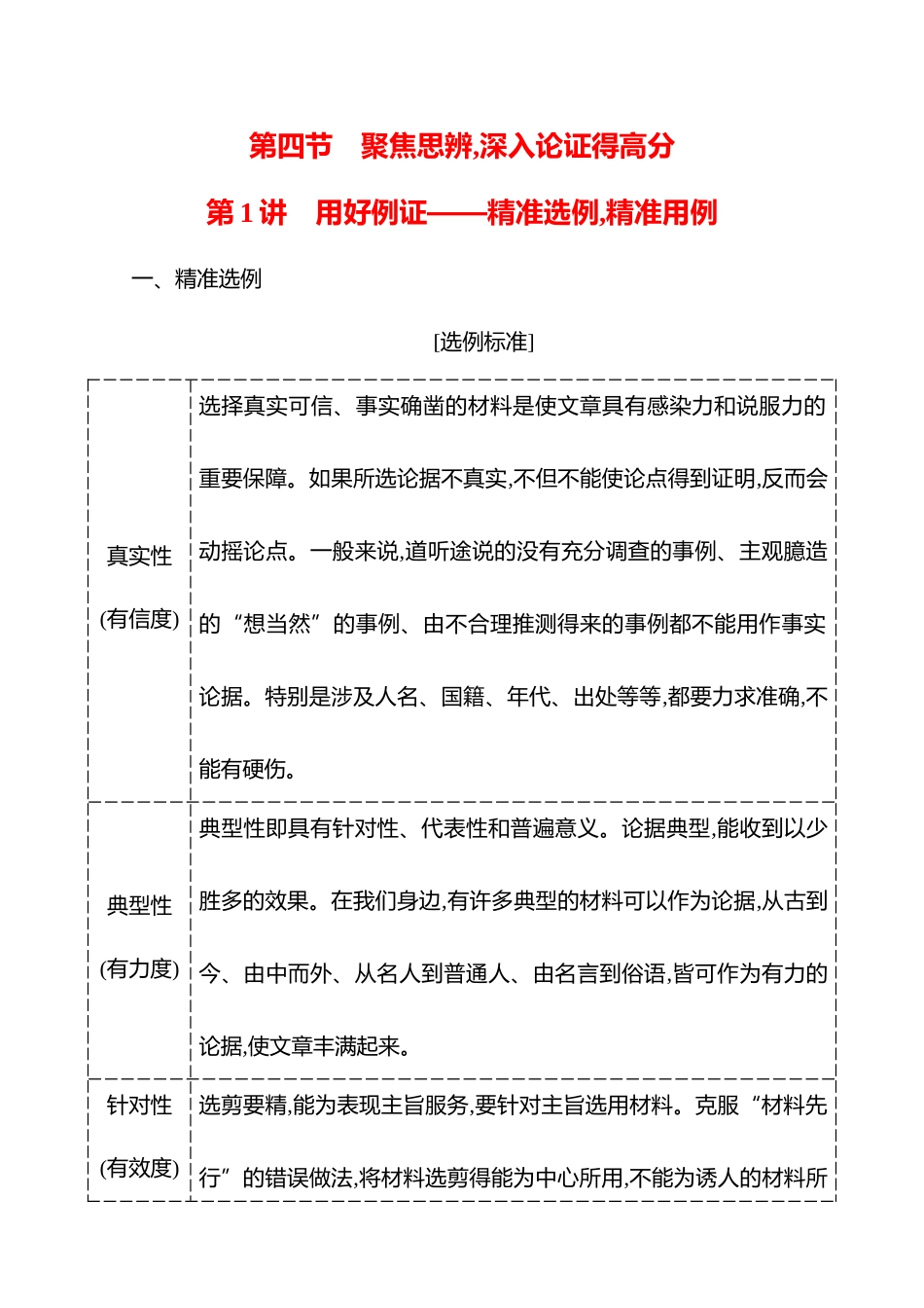 26版高中语文复习方略专题八　第四节　第1讲　用好例证——精准选例,精准用例.docx_第1页