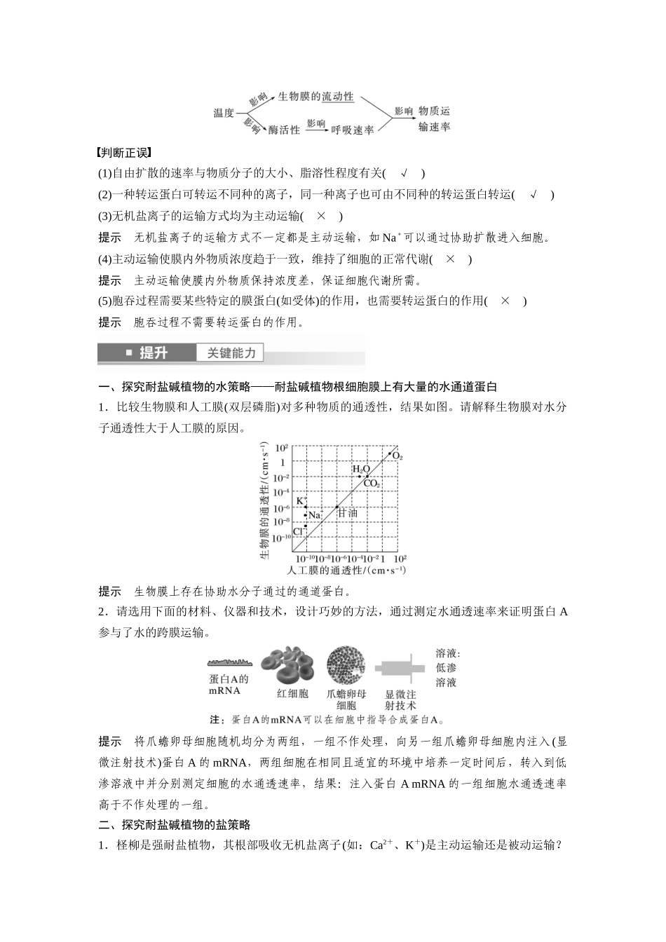 2026创新设计高考总复习生物（人教版）-第二单元　第10课时　物质进出细胞的方式及影响因素.docx_第3页