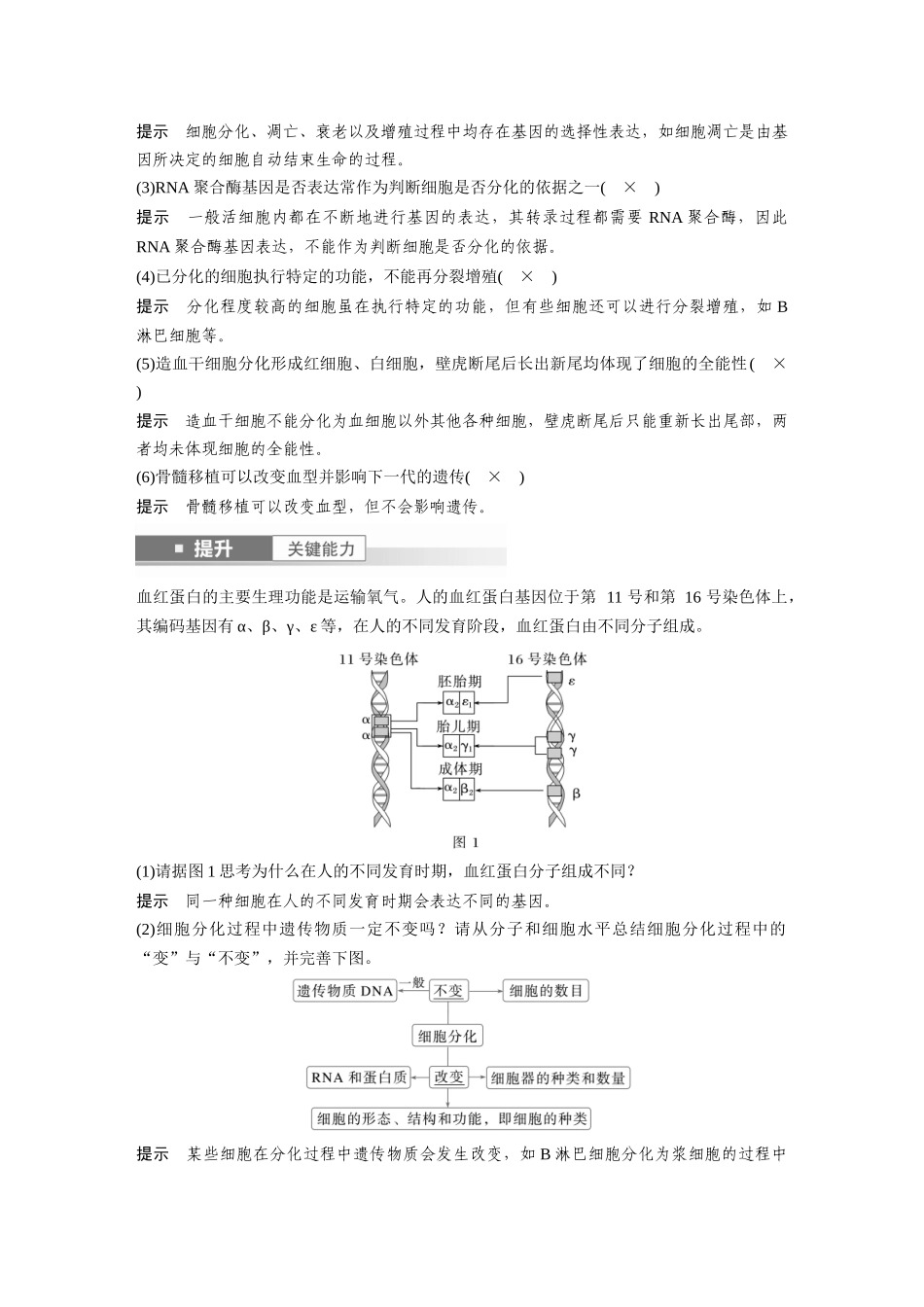 2026创新设计高考总复习生物（人教版）-第四单元　第23课时　细胞的分化、衰老和死亡.docx_第3页