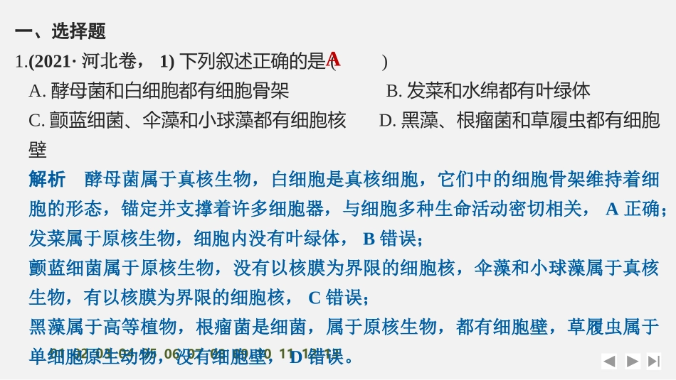 2026创新设计高考总复习生物（人教版）强化练习-限时练1　走近细胞　.pptx_第2页