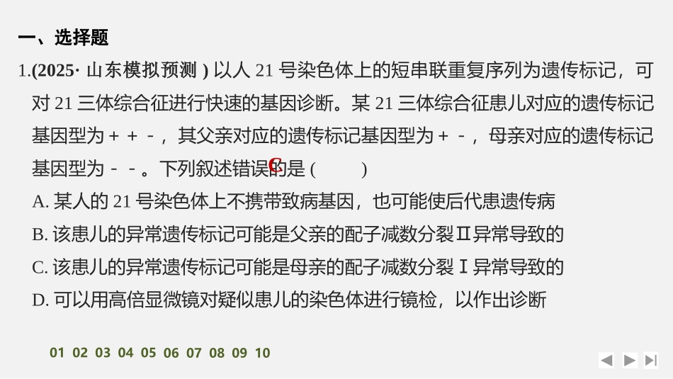 2026创新设计高考总复习生物（人教版）强化练习-限时练27　染色体变异与育种.pptx_第2页