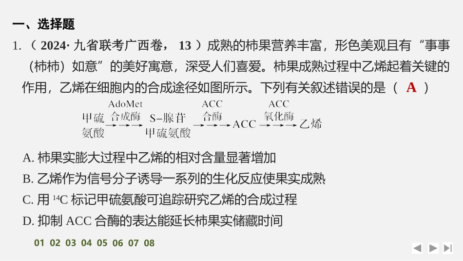 2026创新设计高考总复习生物（人教版）强化练习-限时练38　其他植物激素.pptx_第2页
