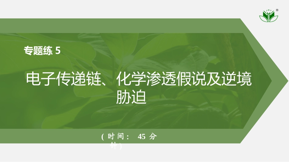2026创新设计高考总复习生物（人教版）强化练习-专题练5　电子传递链、化学渗透假说及逆境胁迫.pptx_第1页