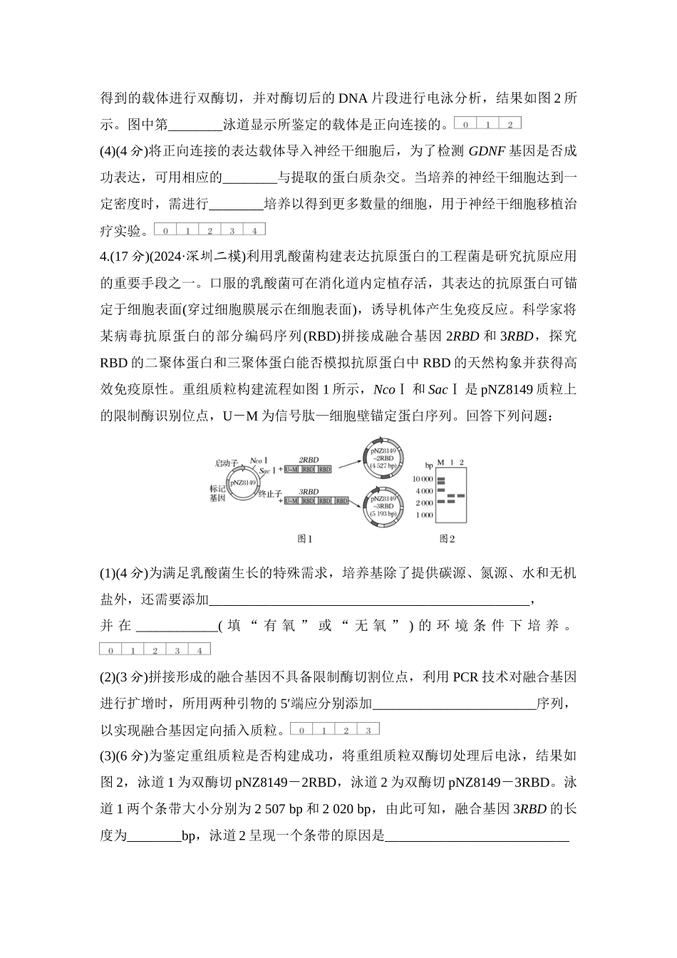 2026创新设计高考总复习生物（人教版）强化练习-专题练16  CRISPRCas9基因编辑、融合基因与融合蛋白、单酶切导致的正、反接的电泳检测和PCR检测.docx_第3页